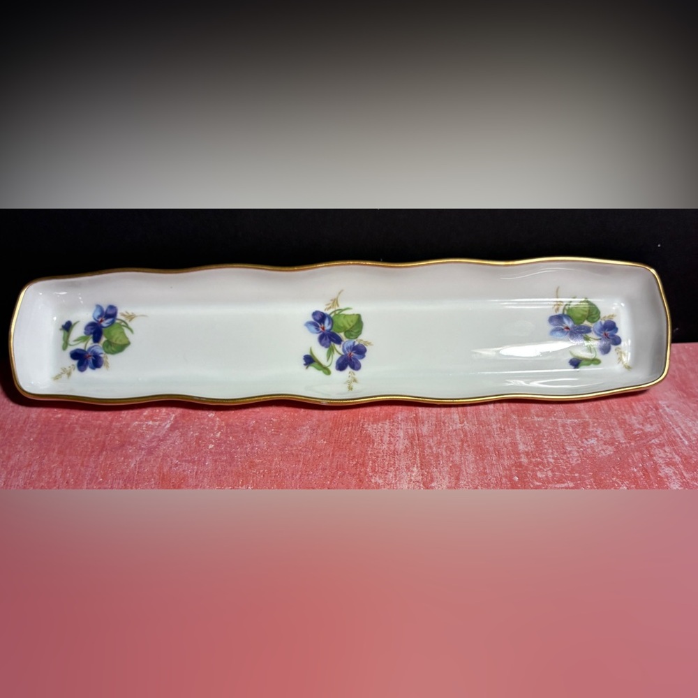 Vintage Limoges Trinket Dish Purple Violet Flower Design